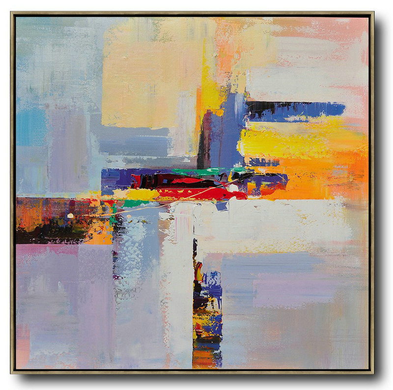 Extra Large Abstract Painting On Canvas,Oversized Palette Knife Painting Contemporary Art On Canvas,Pop Art Canvas,Blue,Yellow,Red,Pink Purple.etc